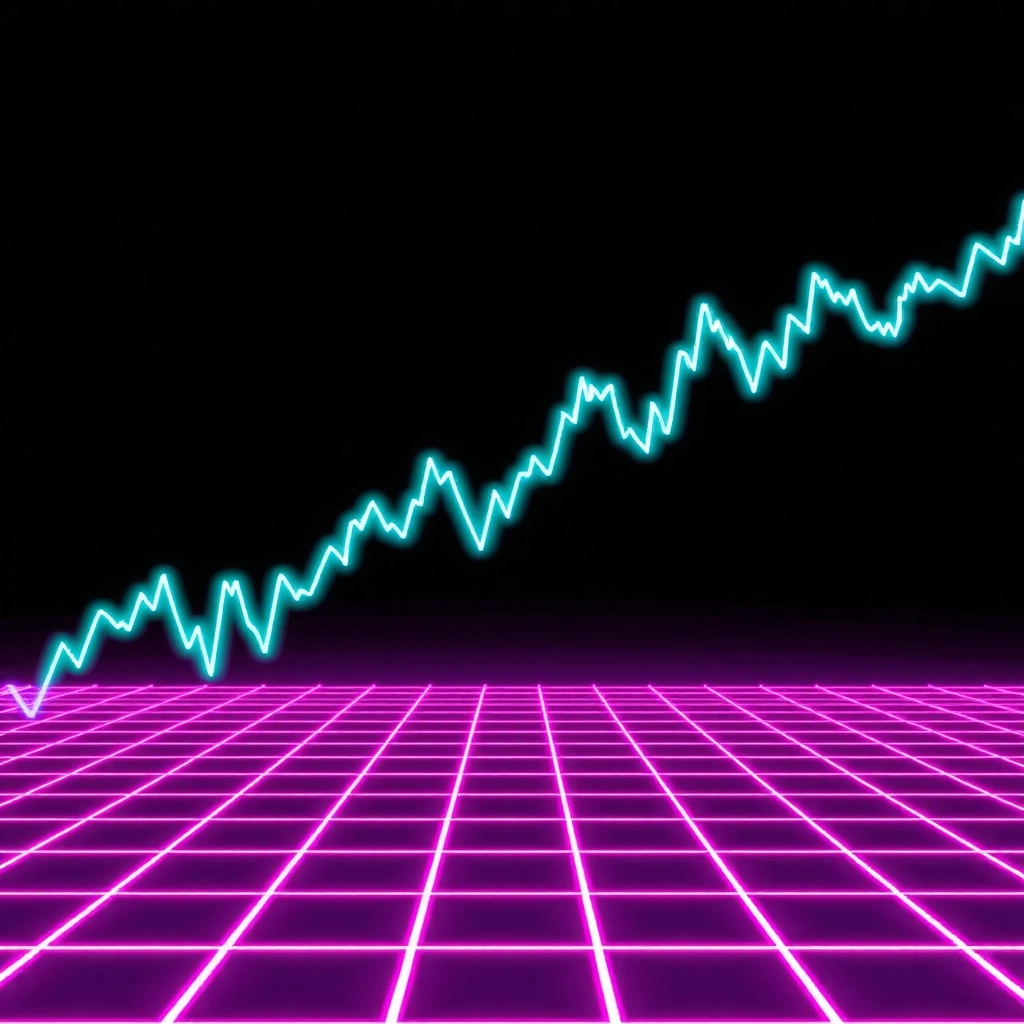 Fondo cyberpunk con gráficos de velas japonesas neón